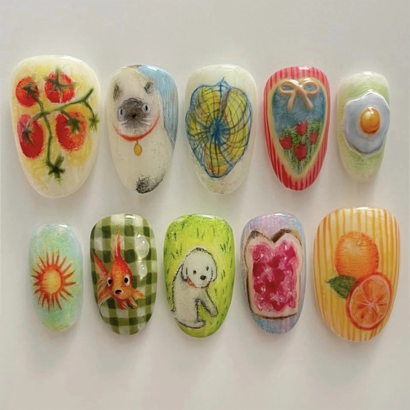 24 pièces de faux ongles à fleurs, style tendance, avec effet dégradé jaune et rose. Ongles portables à couverture complète, forme amande , à poser directement (Press-On Nails).