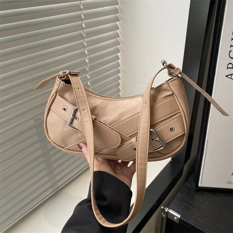 Sac à bandoulière vintage Y2K en cuir PU pour femme, petit sac bandoulière, sac sous le bras tendance pour femme, pochette et sac à main