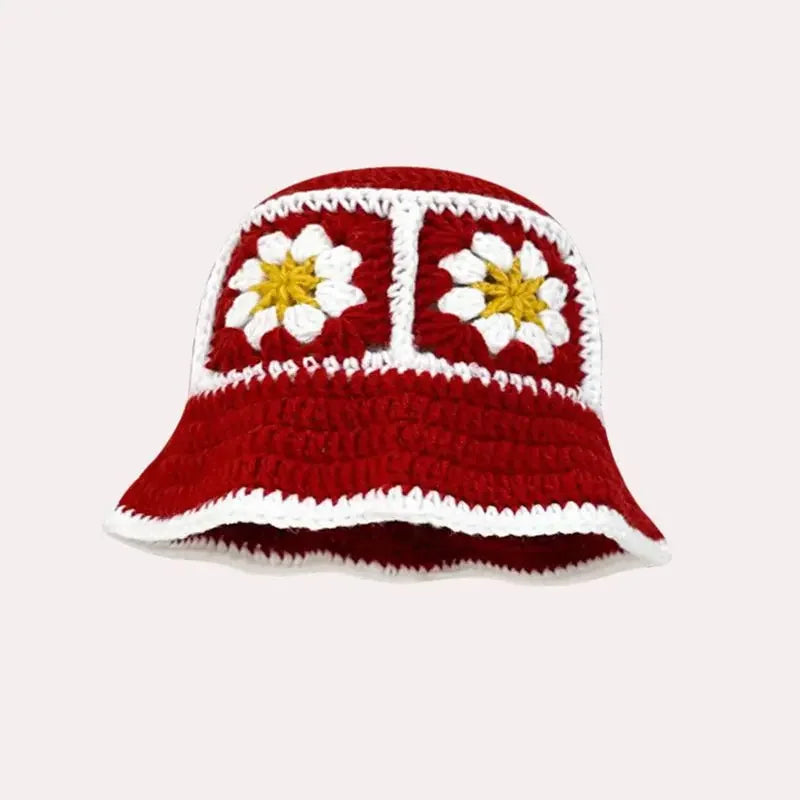 Chapeau seau coréen fait à la main au Crochet pour femmes, tissage tricoté, mode fleurs Y2k, bonnet de bassin, nouvelle collection automne hiver