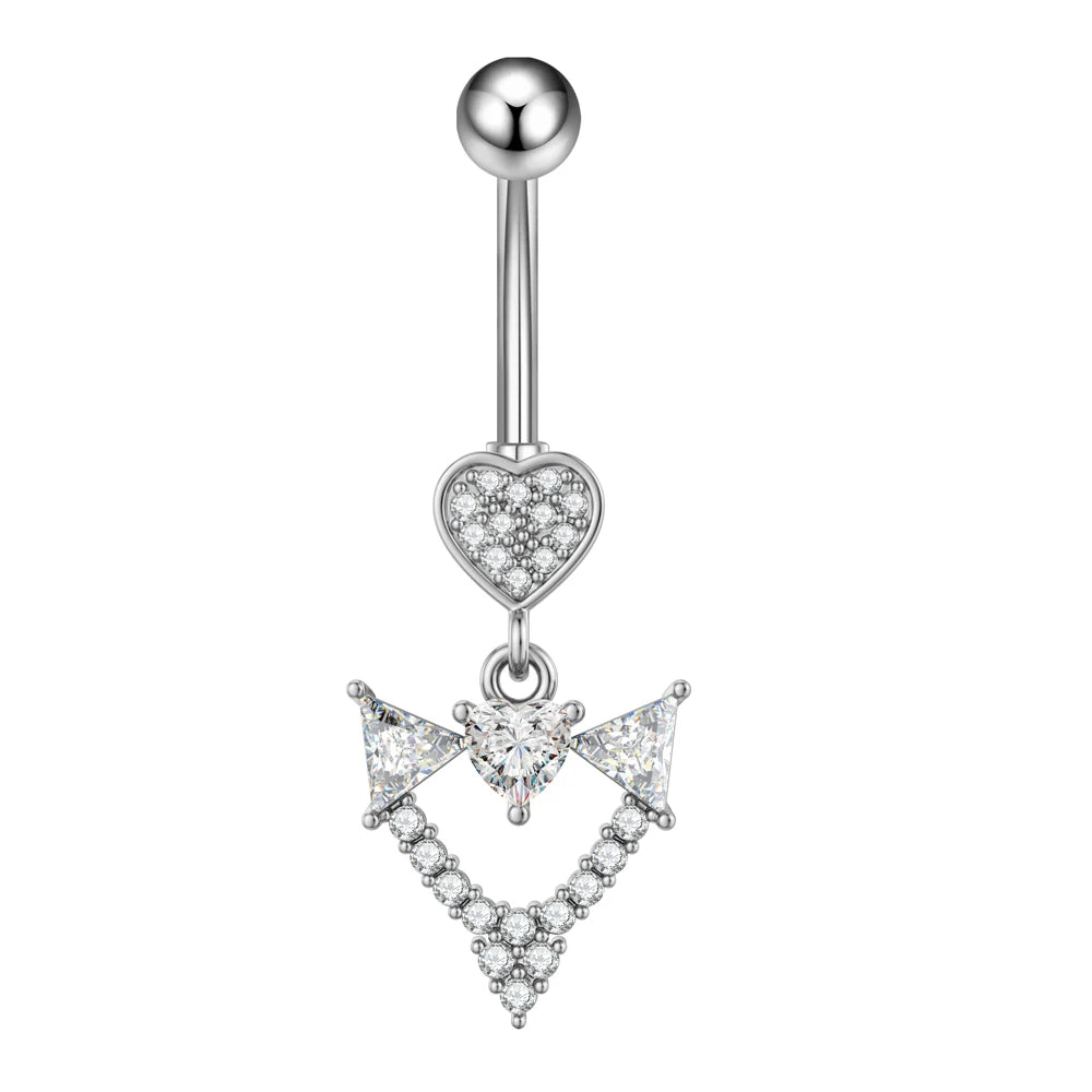 Anneaux de nombril série couleur or, carillon éolien, fleur pendante, cœur, anneau de ventre en acier inoxydable, bijoux de perçage de nombril, 1 pièce