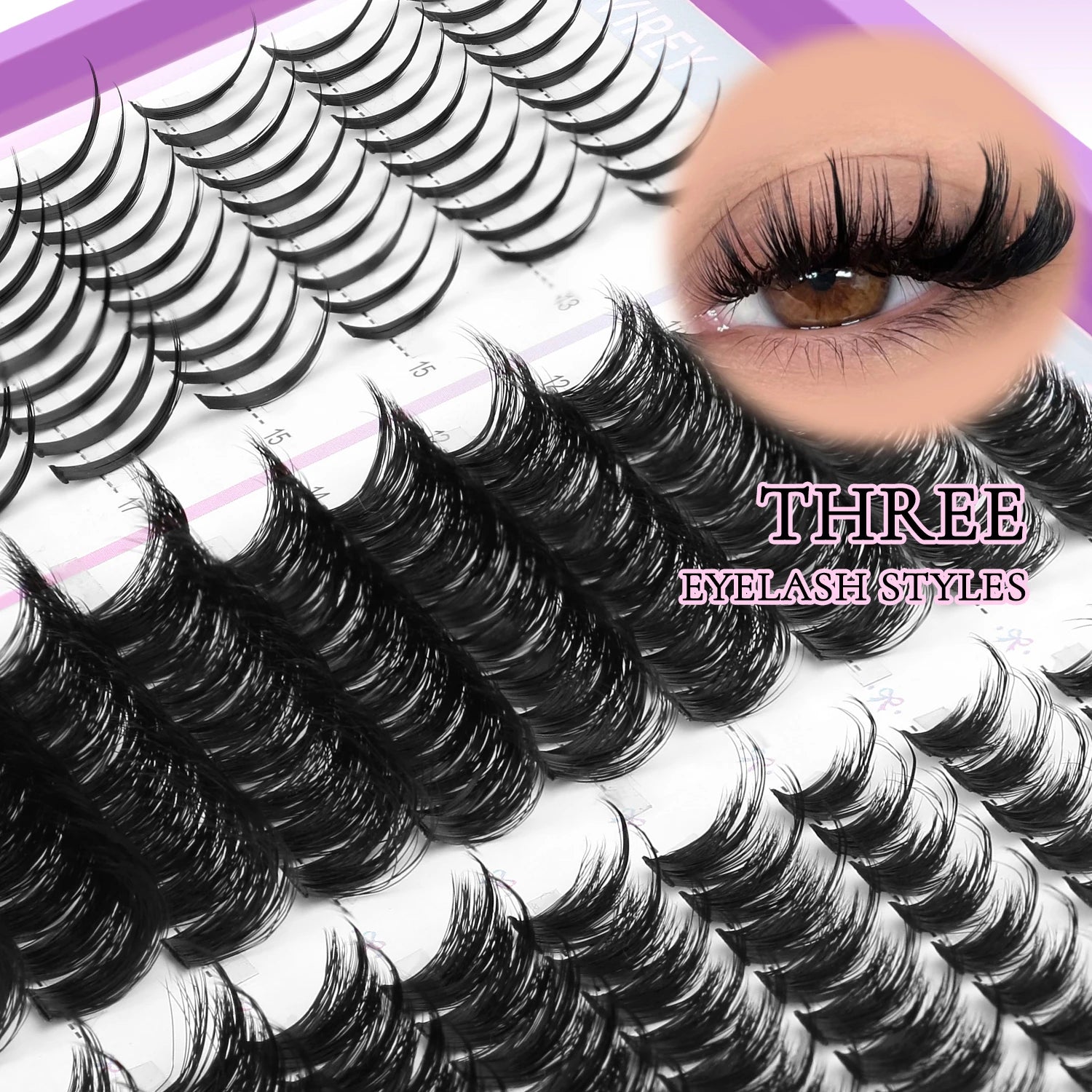 LASVIREY – Grappes de faux cils DIY effet volume et hérissé, styles variés, cils individuels légers et duveteux pour une extension de cils personnalisée.