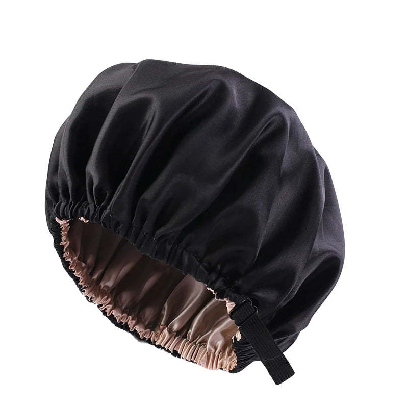 Bonnet en Satin pour dormir, Bonnet en soie réglable pour cheveux bouclés, Double couche, grand bonnet de sommeil doublé en Satin pour femmes