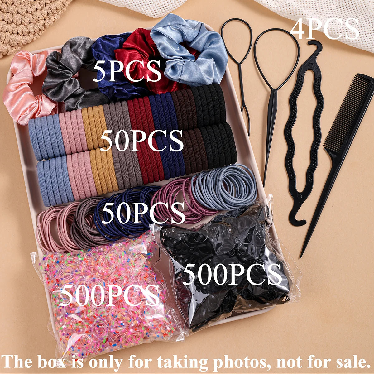1109 pièces femmes cheveux foncés accessoires ensemble élastique sans couture queue de cheval chouchous petites bandes de caoutchouc mode cheveux cravates bandeaux