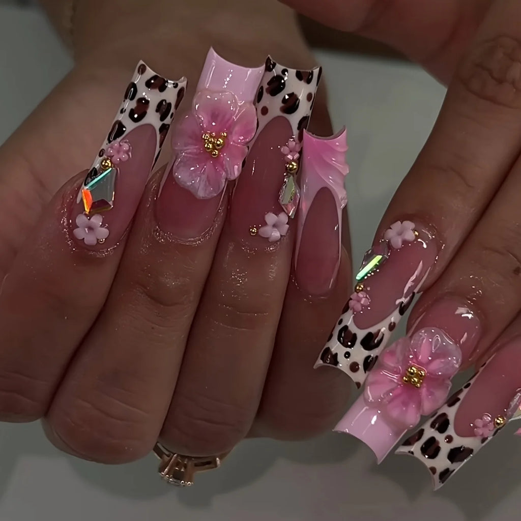 Faux Ongles Longs Bruns N64.Glitter Ballet Wearable, Design Français, Presse Complète sur Nail Ins, Nail Tips Art, 24Pcs