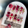 Faux Ongles de Luxe à Presser - Longs Ongles Cercueil 3D Faits Main Roses Mignons Réutilisables avec Strass, DIY Artificiels