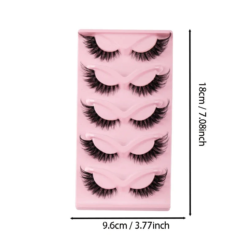 Faux-Cils en Faux Vison Naturel, Longs, Manga, Yeux Ailés, Accessoire de Maquillage, 5 Paires
