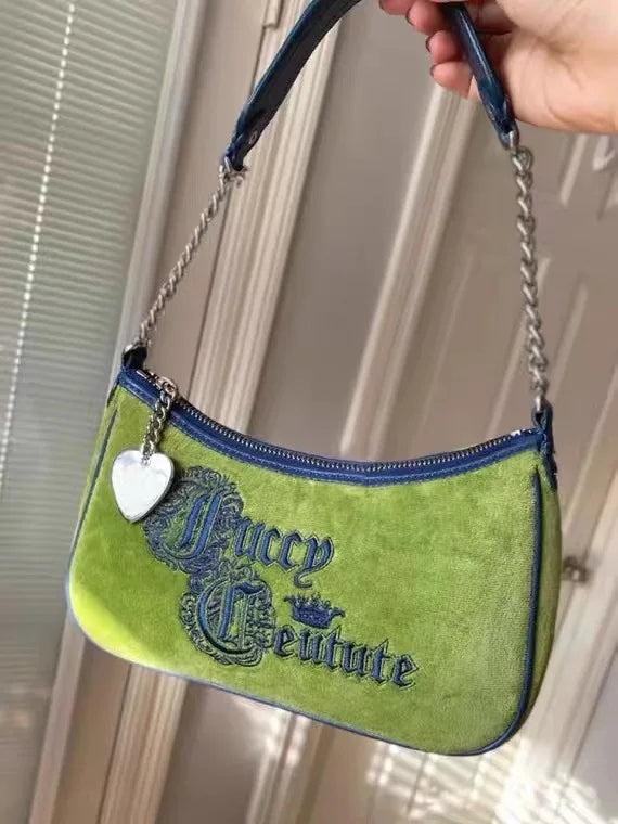 Sac vintage sous le bras, sac à main unique vert brodé, sac à bandoulière simple pour filles et femmes, sac baguette tendance, sac crossbody (porté en travers du corps).