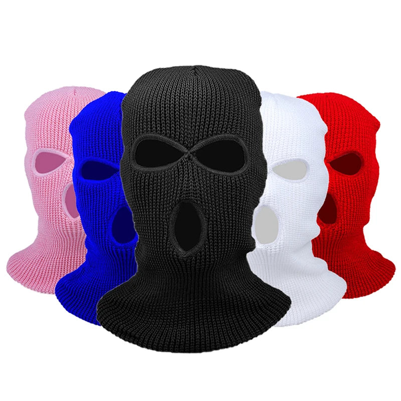 Masque de Ski complet tricoté à 3 trous, cagoule d'hiver, masque complet en tricot chaud pour les Sports de plein air, nouvelle mode