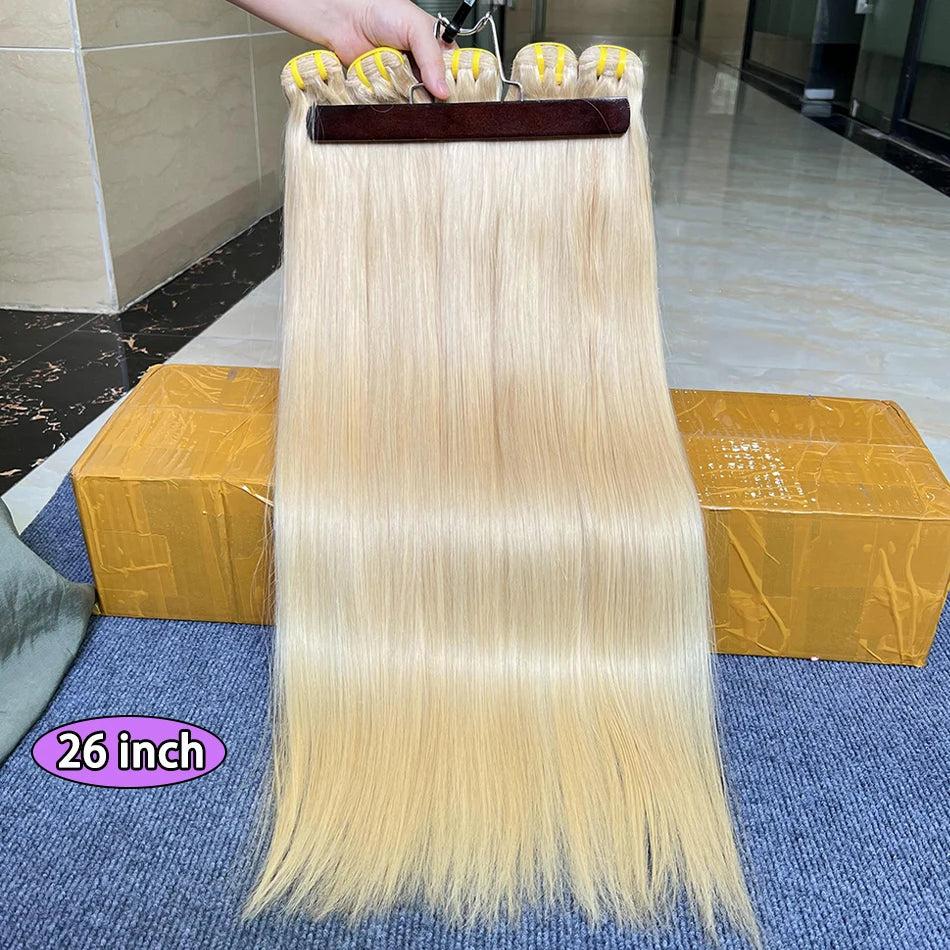 # 613 paquets de cheveux humains droits colorés blond 1/2/3/4 pièces Double trame 100% Extensions de tissage de cheveux humains vierges crus vietnamiens