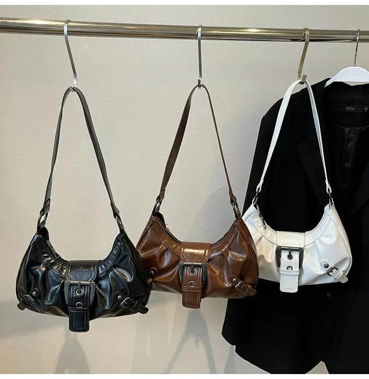 Y2K – sac à bandoulière Hobo plissé rétro pour femmes, pochette sous les bras de Style Maillard, pour voyage, travail, Shopping, offre spéciale