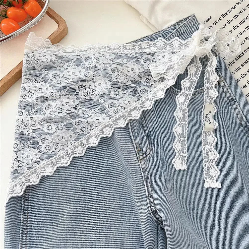 Écharpe bandana en dentelle à volants, convertible en foulard triangulaire, ceinture chaîne de taille, accessoire pour femme sexy, tenue esthétique tendance