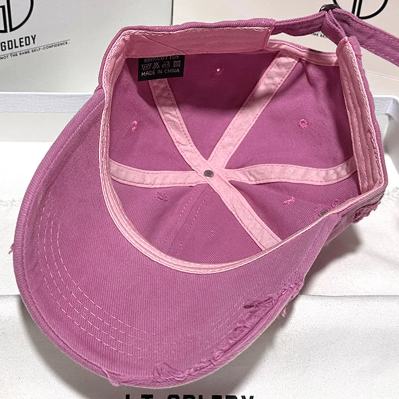 Nouveaux chapeaux de baseball à bords déchirés pour hommes et femmes, vieux casquettes à bord incurvé, ombre décontractée personnalisée, protection solaire d'extérieur, chapeaux Hip Hop
