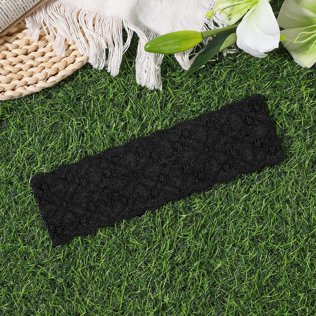 AWAYTR – bandeaux élastiques en dentelle de couleur unie, large nœud en tissu, accessoires pour cheveux pour femmes, couvre-chef de fête