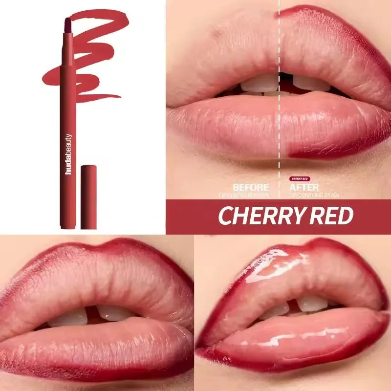 Crayon à lèvres HudaBeauty velours marron, couleur chair, mat, imperméable, tasse antiadhésive, rouge cerise, stylo de Contour des lèvres, maquillage pour femmes
