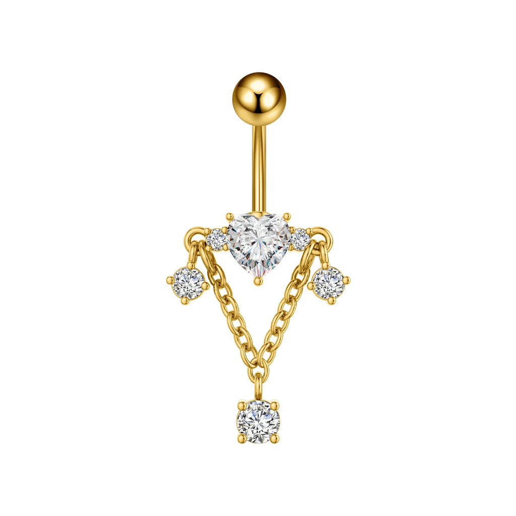 Anneaux de nombril incurvés 14G, cristaux CZ, corps Sexy, chaînes de nombril, fleur, Piercing de ventre, Umbigo, bijoux en acier inoxydable