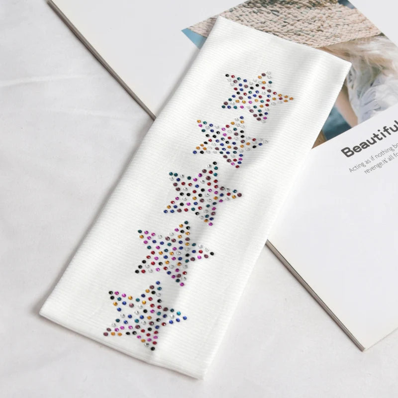Bandeaux élastiques noirs simples pour filles, accessoires de cheveux doux et antidérapants, enveloppes de tête étoiles pour femmes, bandeau d'entraînement de Yoga