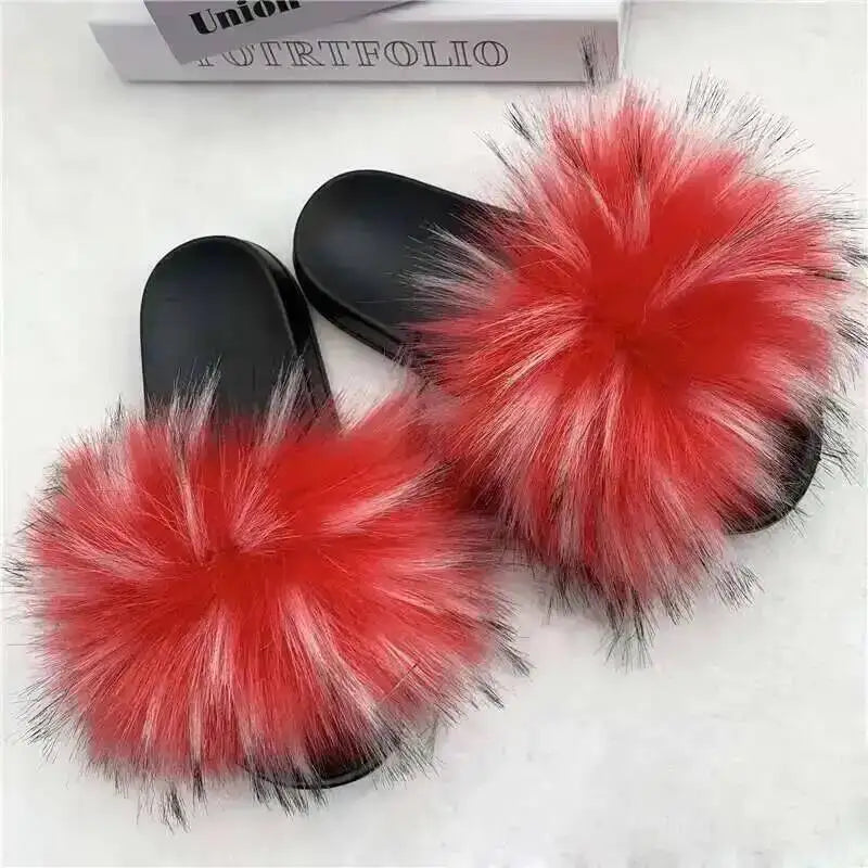 Chaussons d’été pour femme, mules fourrées d’intérieur. Tongs plates en peluche, sandales confortables et moelleuses pour femme, chaussures d’intérieur décontractées et douces pour la maison.