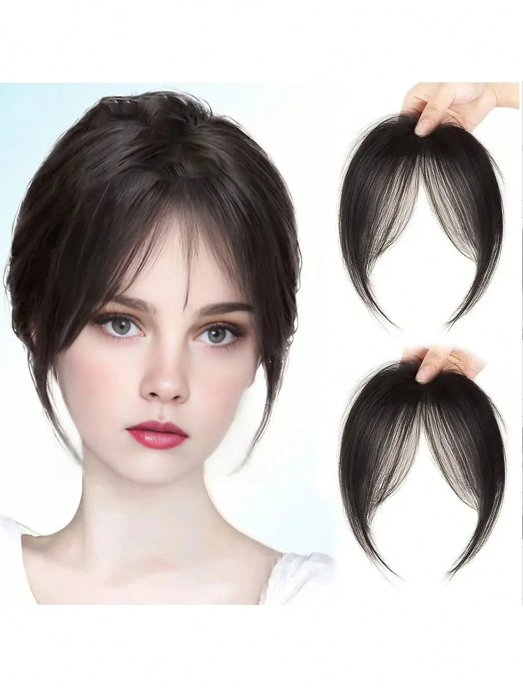 Synthèse perruque partie centrale frange Extensions de cheveux pince devant naturel sans couture français Oblique frange huit caractères frange