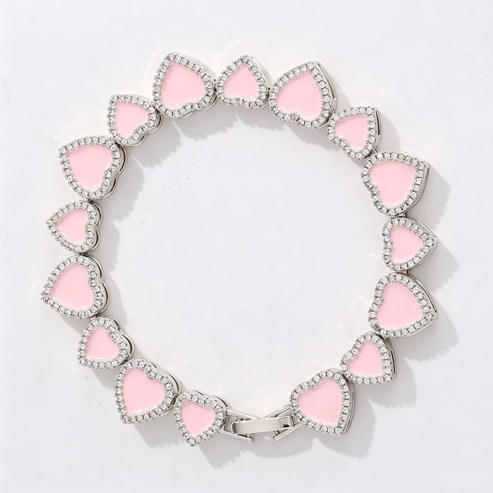 Yupsk – Bracelets empilables en forme de cœur en acrylique rose, 3 pièces/ensemble, pour femmes et filles, bijoux exquis et doux, cadeau