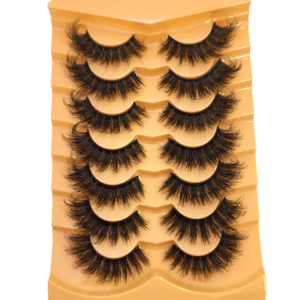 Nouveau 7 paires de faux cils épais, simulation 3D en fourrure de vison, faux cils dramatiques, vente en gros, fabrication de faux cils pleine ligne