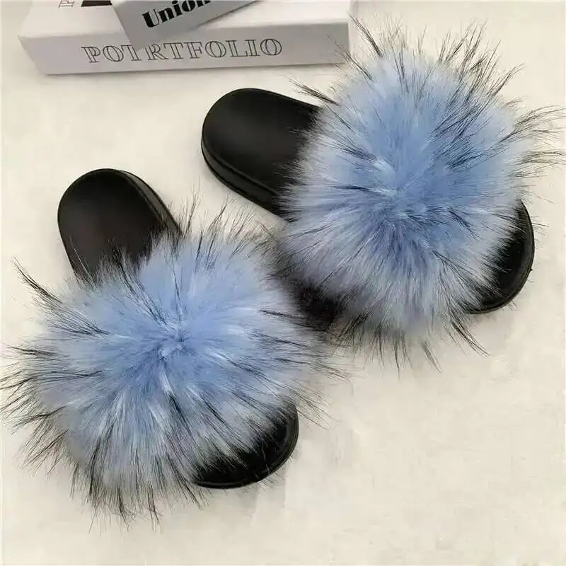 Chaussons d’été pour femme, mules fourrées d’intérieur. Tongs plates en peluche, sandales confortables et moelleuses pour femme, chaussures d’intérieur décontractées et douces pour la maison.