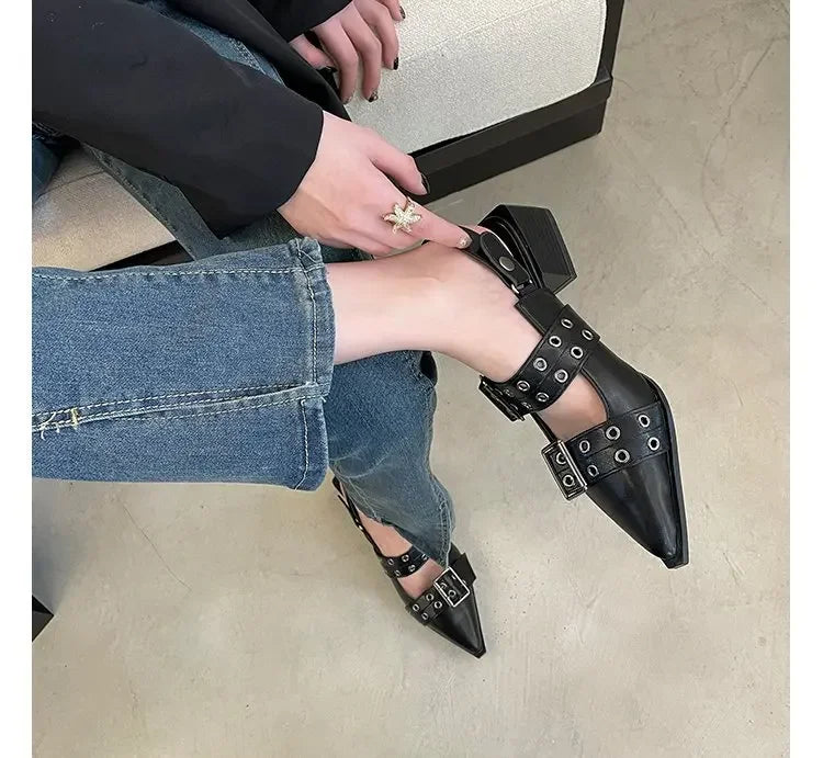 Sandales pour femmes femmes pointu Rivet chaussures simples 2025 été ballerines antidérapantes femmes plate-forme femmes sandales Zapatos De Mujer