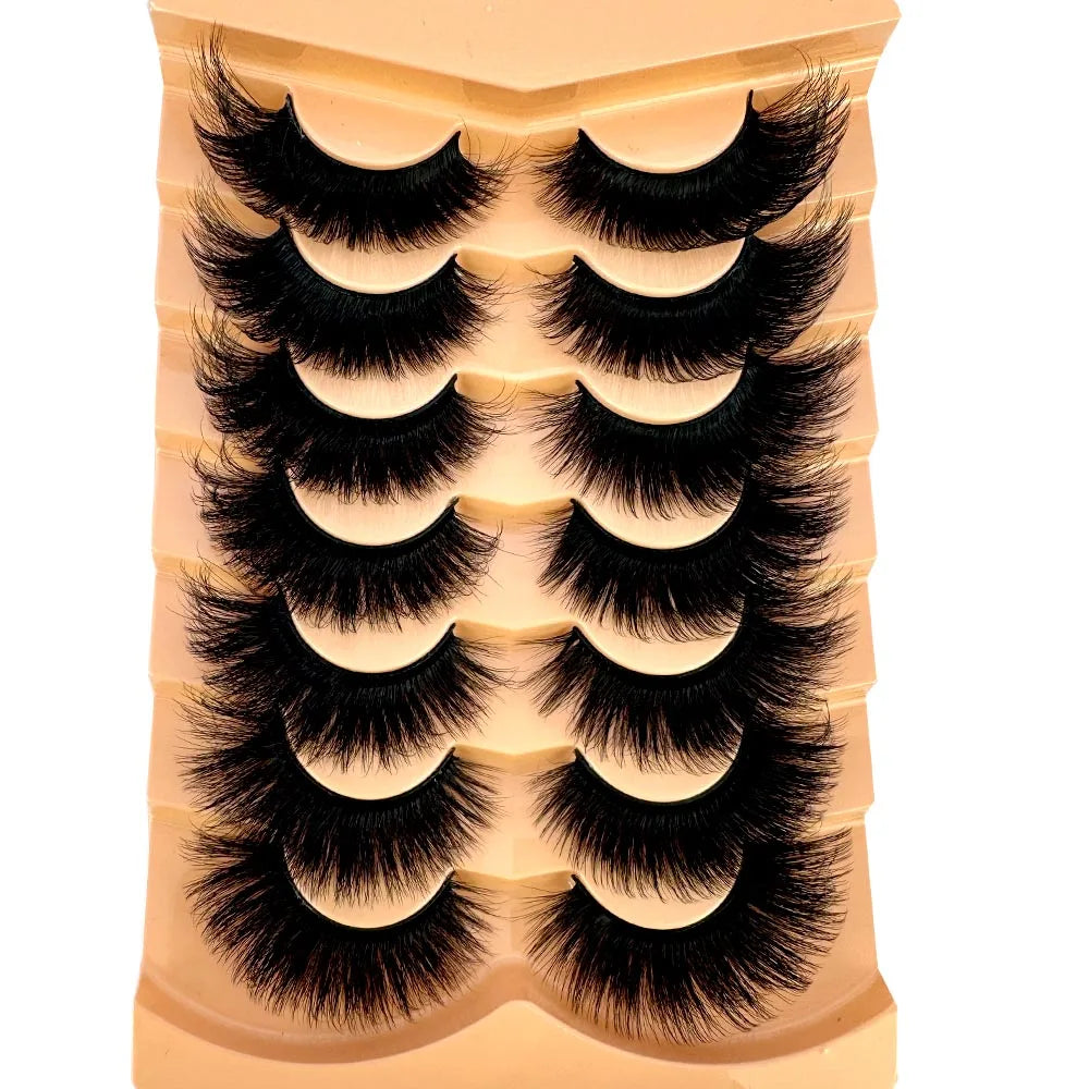 Nouveau 7 paires de faux cils épais, simulation 3D en fourrure de vison, faux cils dramatiques, vente en gros, fabrication de faux cils pleine ligne