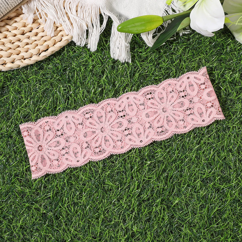 AWAYTR – bandeaux élastiques en dentelle de couleur unie, large nœud en tissu, accessoires pour cheveux pour femmes, couvre-chef de fête