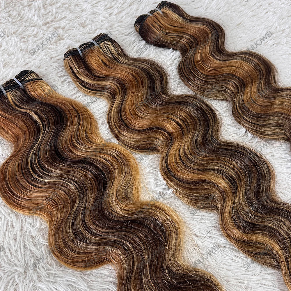 Blond miel avec reflets de qualité 12A # P4/27/613 Lots de mèches ondulées mixtes 1/3/4 pièces Cheveux vierges vietnamiens 100% humains