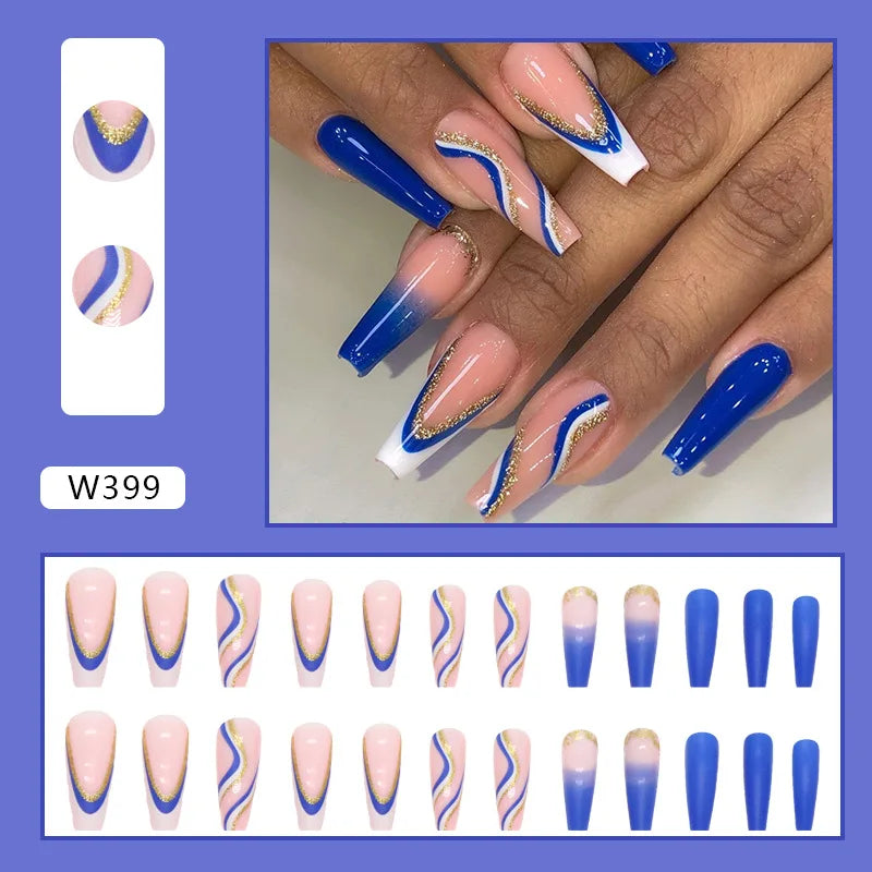 Faux Ongles Longs Bruns N64.Glitter Ballet Wearable, Design Français, Presse Complète sur Nail Ins, Nail Tips Art, 24Pcs