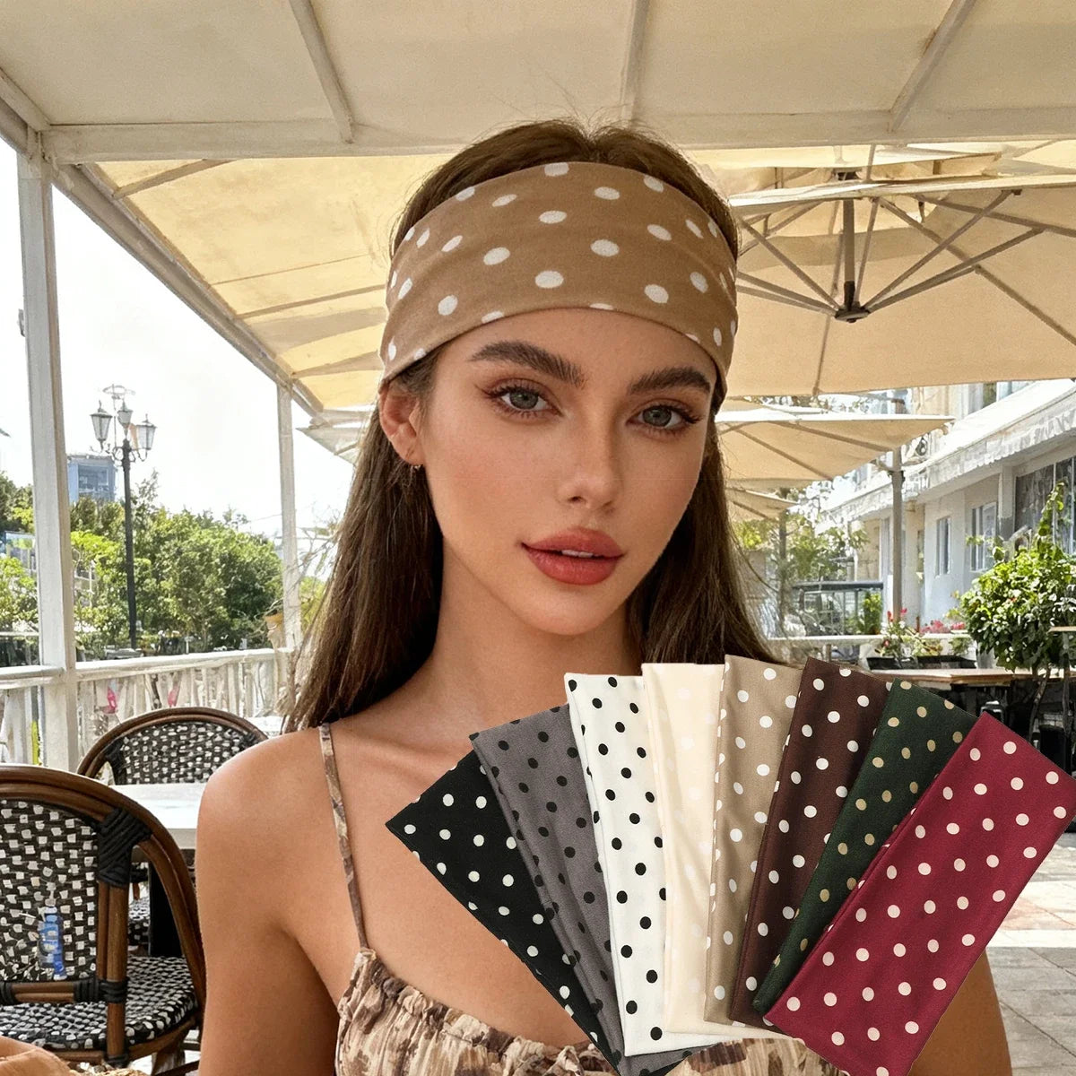 Bandeaux larges pour femmes, style Y2K Rétro Bohème, extensibles à pois, mode coréenne Ins, pour le yoga, le sport et les sorties, accessoires capillaires