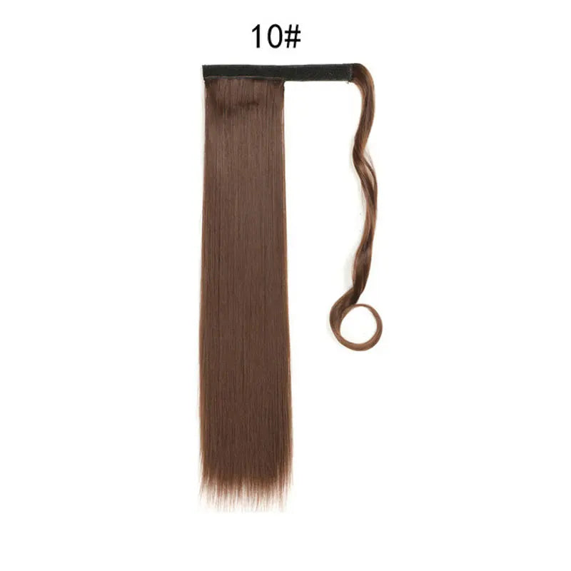 Extensions de Queue de Cheval Synthétiques pour Femme et Fille, Postiche Rond et Long