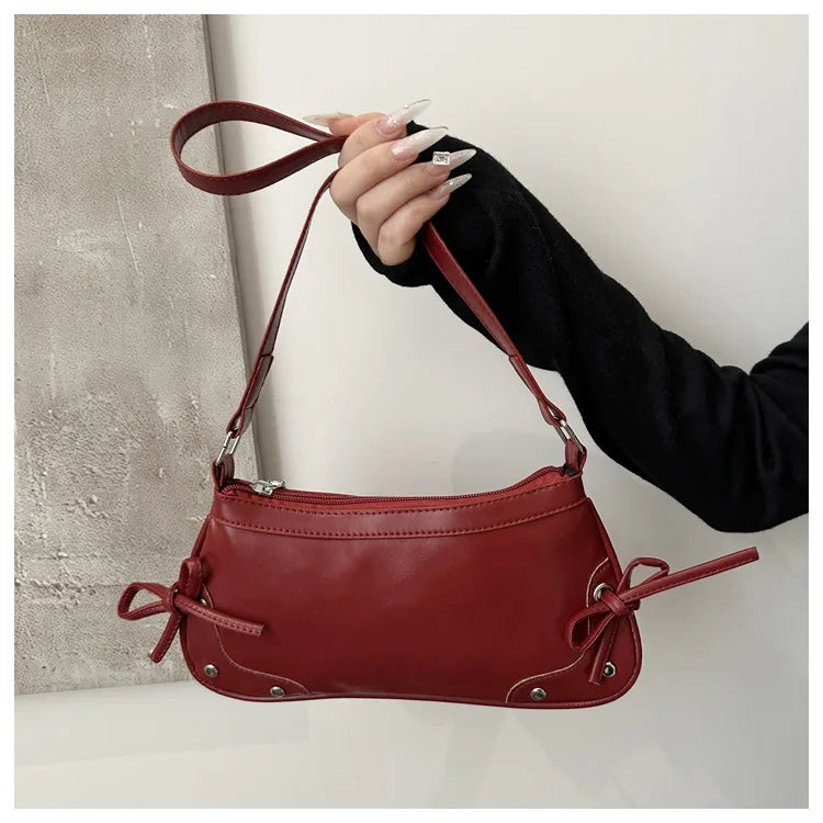 Nouveau sac sous le bras tendance, sac à bandoulière pour femmes, sac à main avec double nœud doux, sac pour dames, style rétro, sac à épaule féminin à motif léopard.