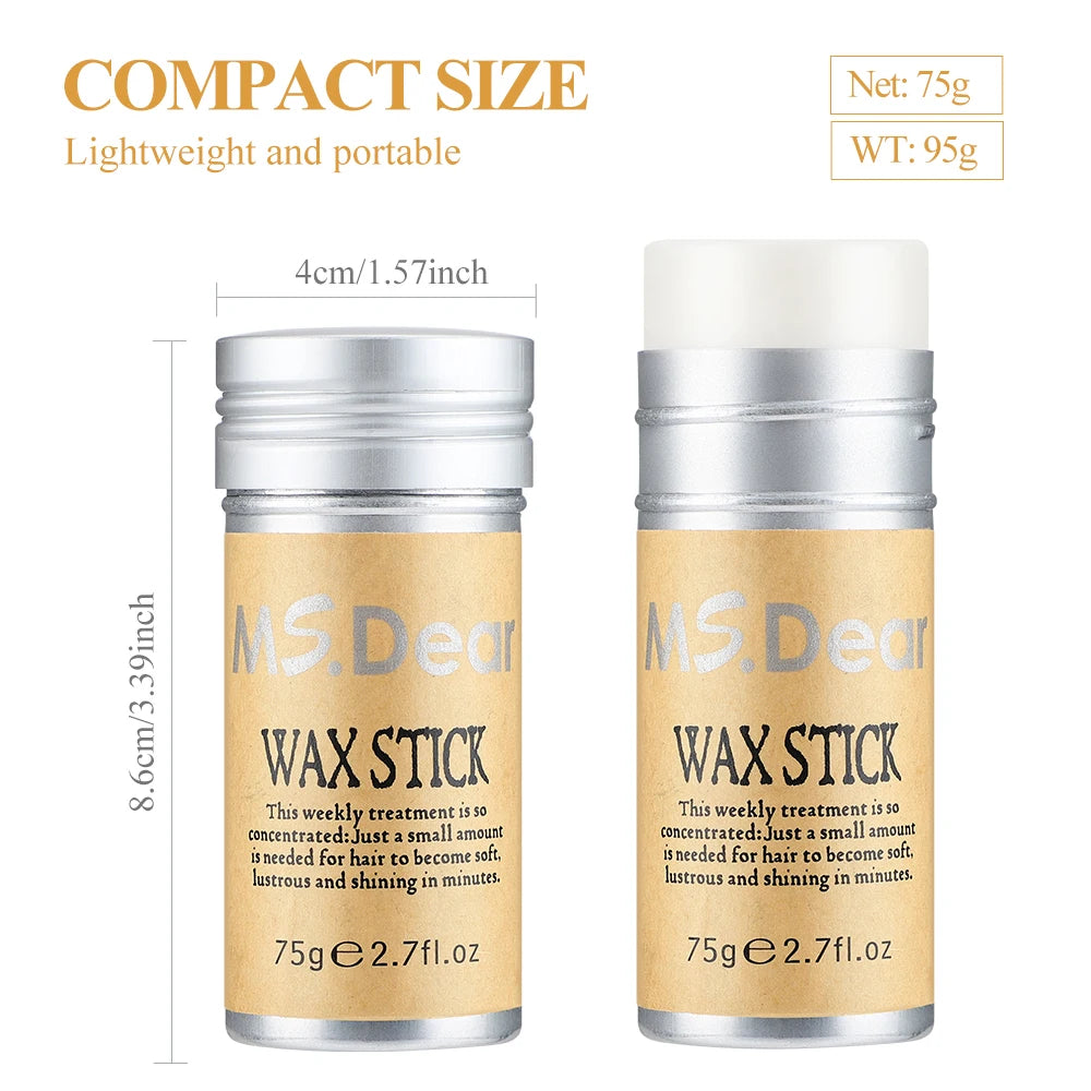 Stick de cire coiffante pour cheveux et perruques, formule professionnelle sous forme de gel-crème non grasse. Idéal pour lisser et discipliner les cheveux rebelles, les frisottis et les petits cheveux cassés. Convient aux hommes et aux femmes