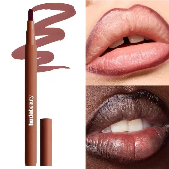 Crayon à lèvres HudaBeauty velours marron, couleur chair, mat, imperméable, tasse antiadhésive, rouge cerise, stylo de Contour des lèvres, maquillage pour femmes