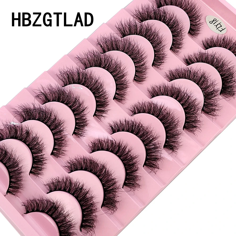 10 paires de vison croisée simulation handmade false cils cils maquillage nude naturel 3D yeux bouclés en désordre