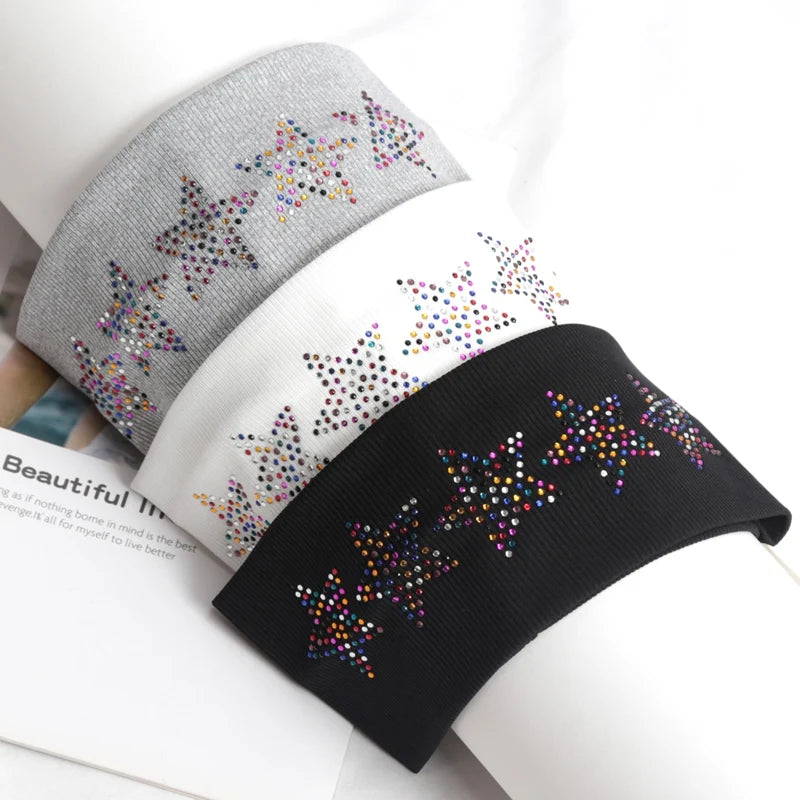 Bandeaux élastiques noirs simples pour filles, accessoires de cheveux doux et antidérapants, enveloppes de tête étoiles pour femmes, bandeau d'entraînement de Yoga