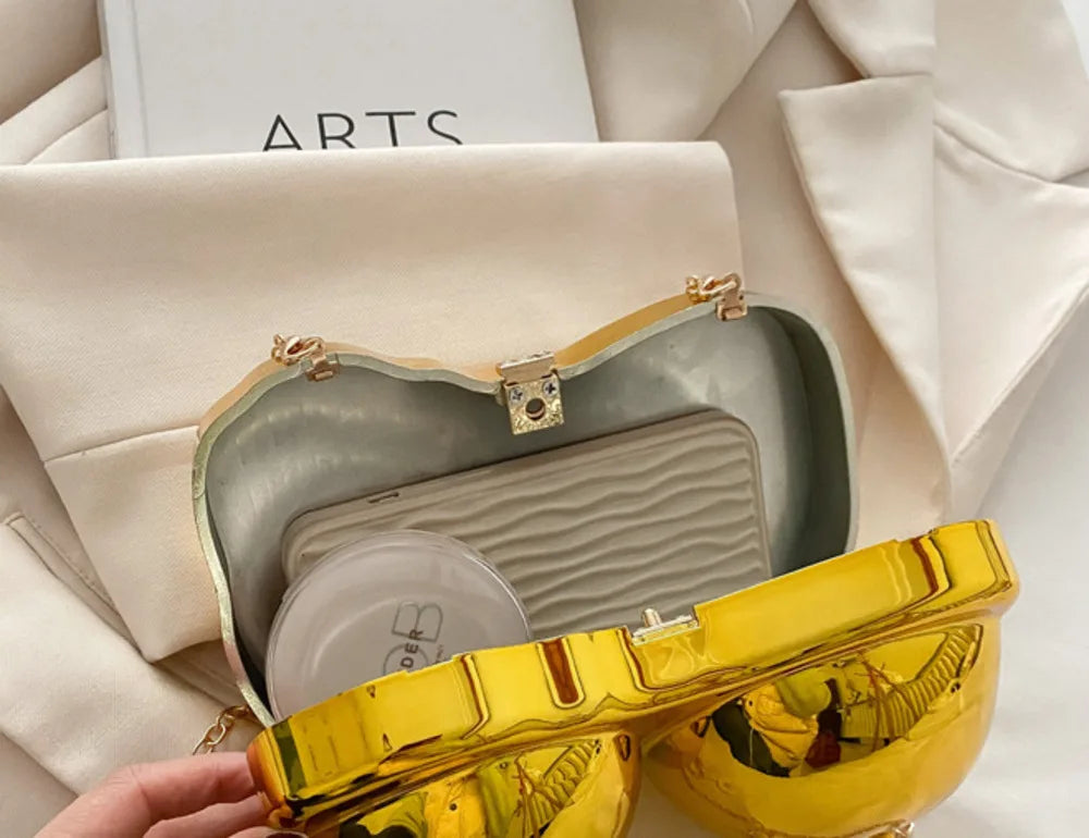 Sac en acrylique amusant pour femme, petit sac initié féminin, sac quebag argenté et doré