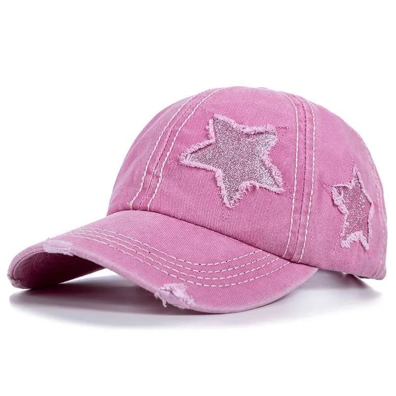 Casquette de baseball rétro pour femme au printemps et en été, une casquette en bec de canard rose à large bord