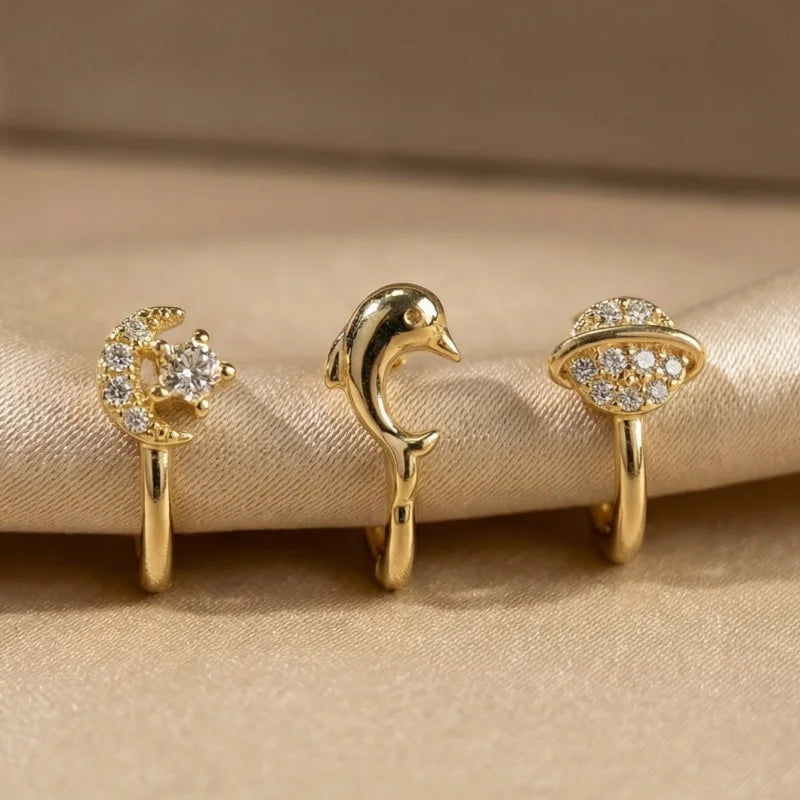 Set de 3 clips de nez mignons et raffinés, en cuivre incrusté de zirconium artificiel, pour la Saint-Valentin et la saison des mariages