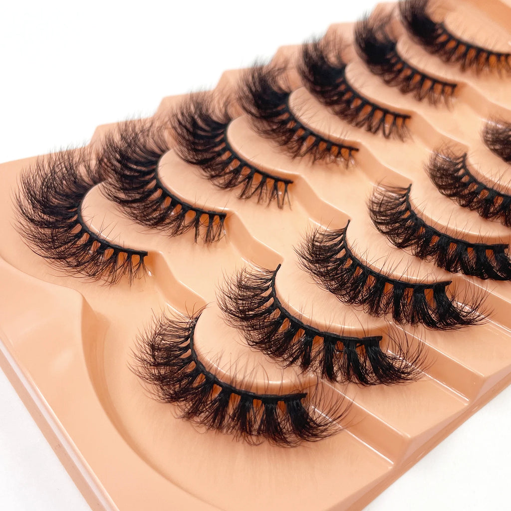 Nouveau 7 paires de faux cils épais, simulation 3D en fourrure de vison, faux cils dramatiques, vente en gros, fabrication de faux cils pleine ligne