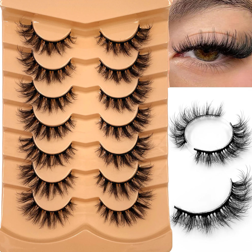 Nouveau 7 paires de faux cils épais, simulation 3D en fourrure de vison, faux cils dramatiques, vente en gros, fabrication de faux cils pleine ligne