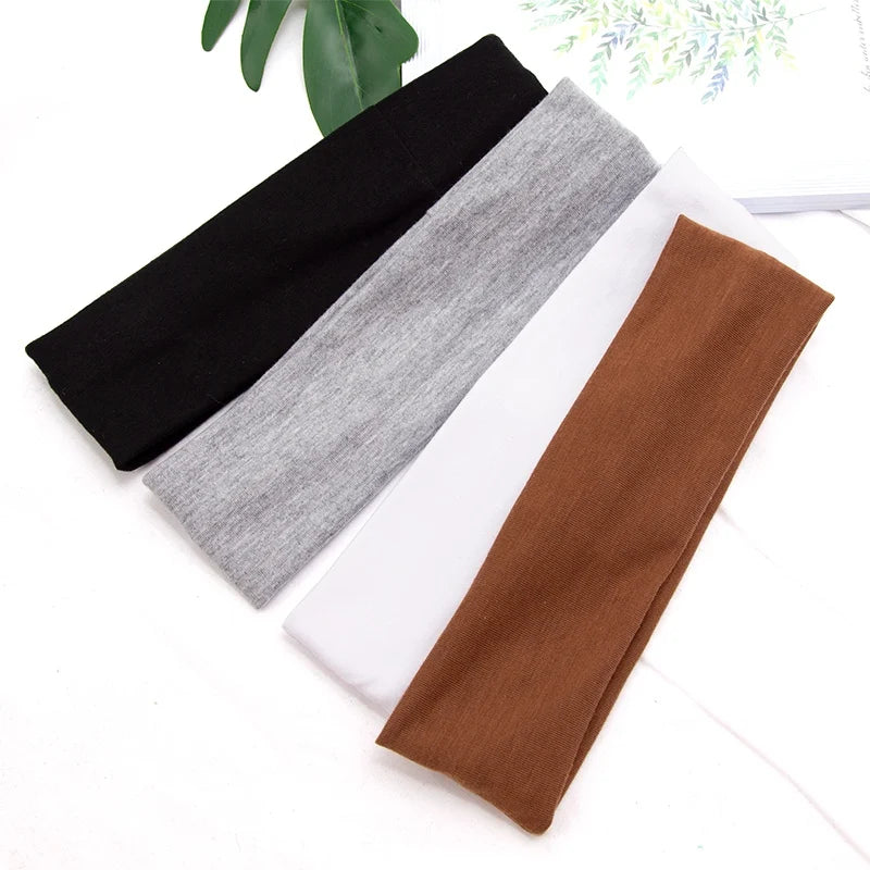 Bandeau élastique en coton, bandeaux à la mode pour femmes et hommes, solide, course à pied, Fitness, Yoga, extensible, maquillage, accessoires pour cheveux