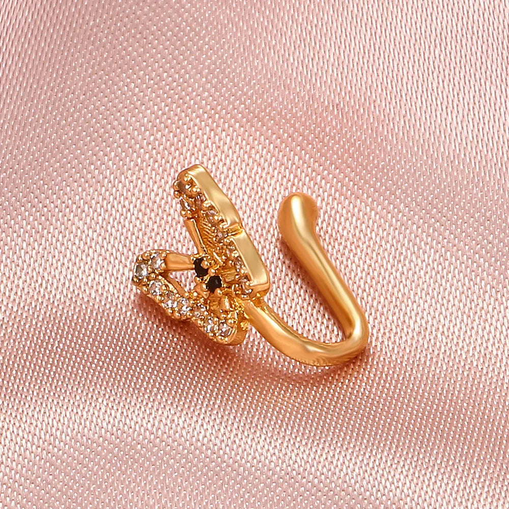 Anneau de nez papillon Egirl, faux piercing, manchette de nez moderne à clipser, ensemble de bijoux, accessoire papillon en cristal étincelant, esthétique