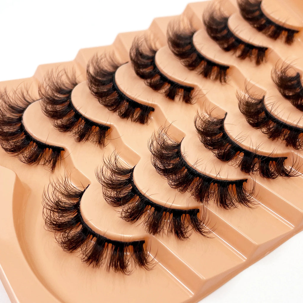 Nouveau 7 paires de faux cils épais, simulation 3D en fourrure de vison, faux cils dramatiques, vente en gros, fabrication de faux cils pleine ligne