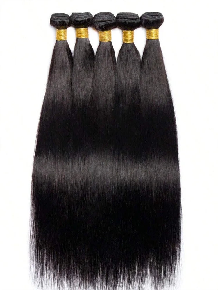 Tissages cheveux humains brésiliens lisses – mèches brutes (bundles), extensions pour femme, 42 pouces, texture droite (bone straight)