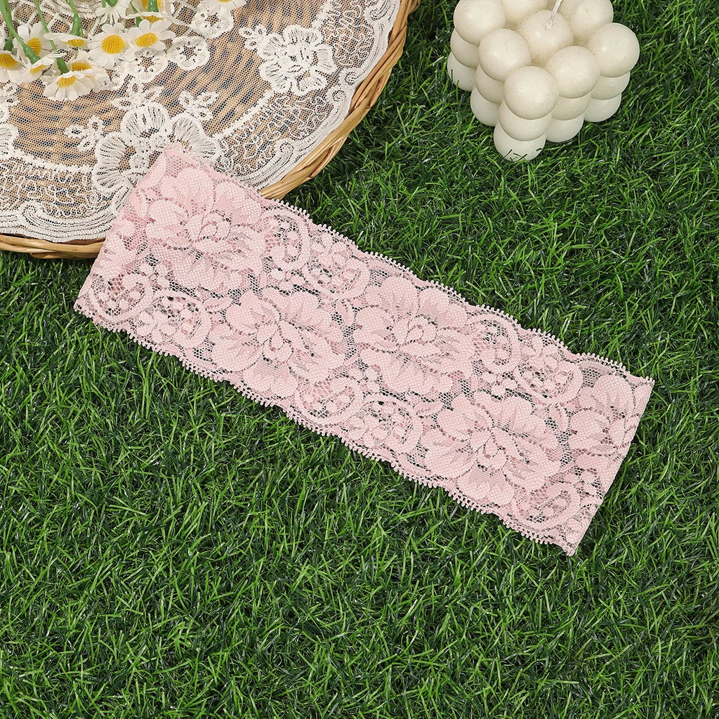 AWAYTR – bandeaux élastiques en dentelle de couleur unie, large nœud en tissu, accessoires pour cheveux pour femmes, couvre-chef de fête