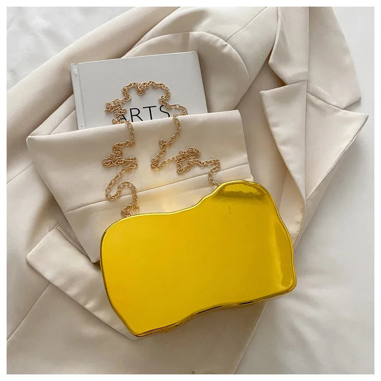 Sac en acrylique amusant pour femme, petit sac initié féminin, sac quebag argenté et doré