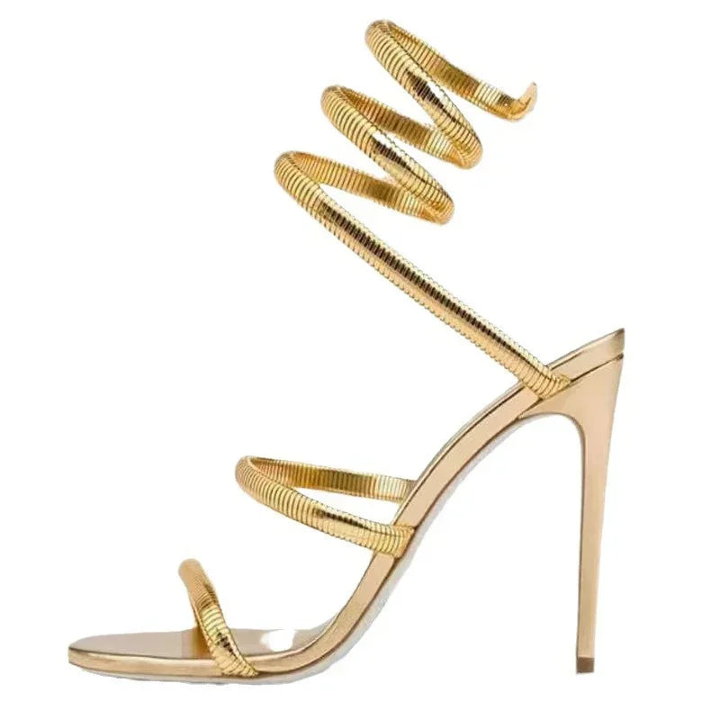 Eilyken-Sandales à bande étroite pour femmes, style de rue, sangle de rinçage, Parker ouvert, talons hauts fins, strip-teaseuse, chaussures de banquet sexy, été