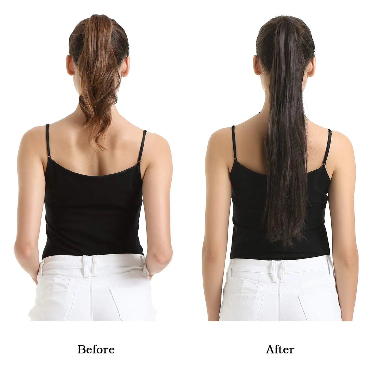 Extensions de Queue de Cheval Synthétiques pour Femme et Fille, Postiche Rond et Long